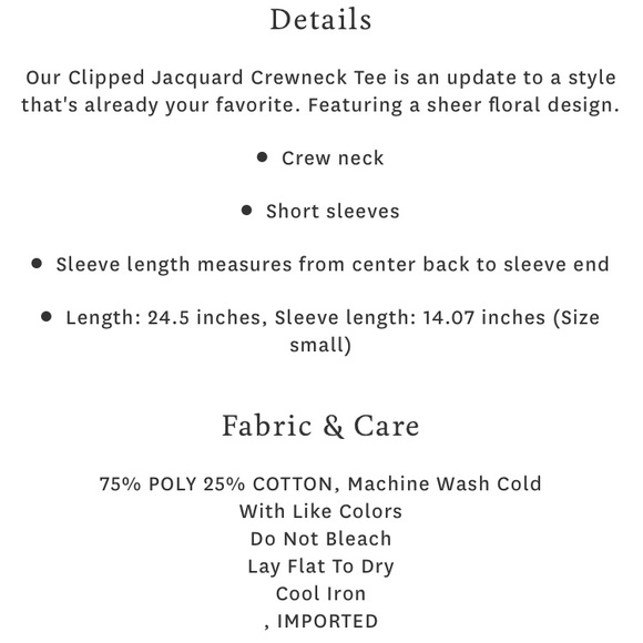 SOLD NWT XS Lucky Brand Clipped Jacquard Neck Tee - Picture 8 of 8